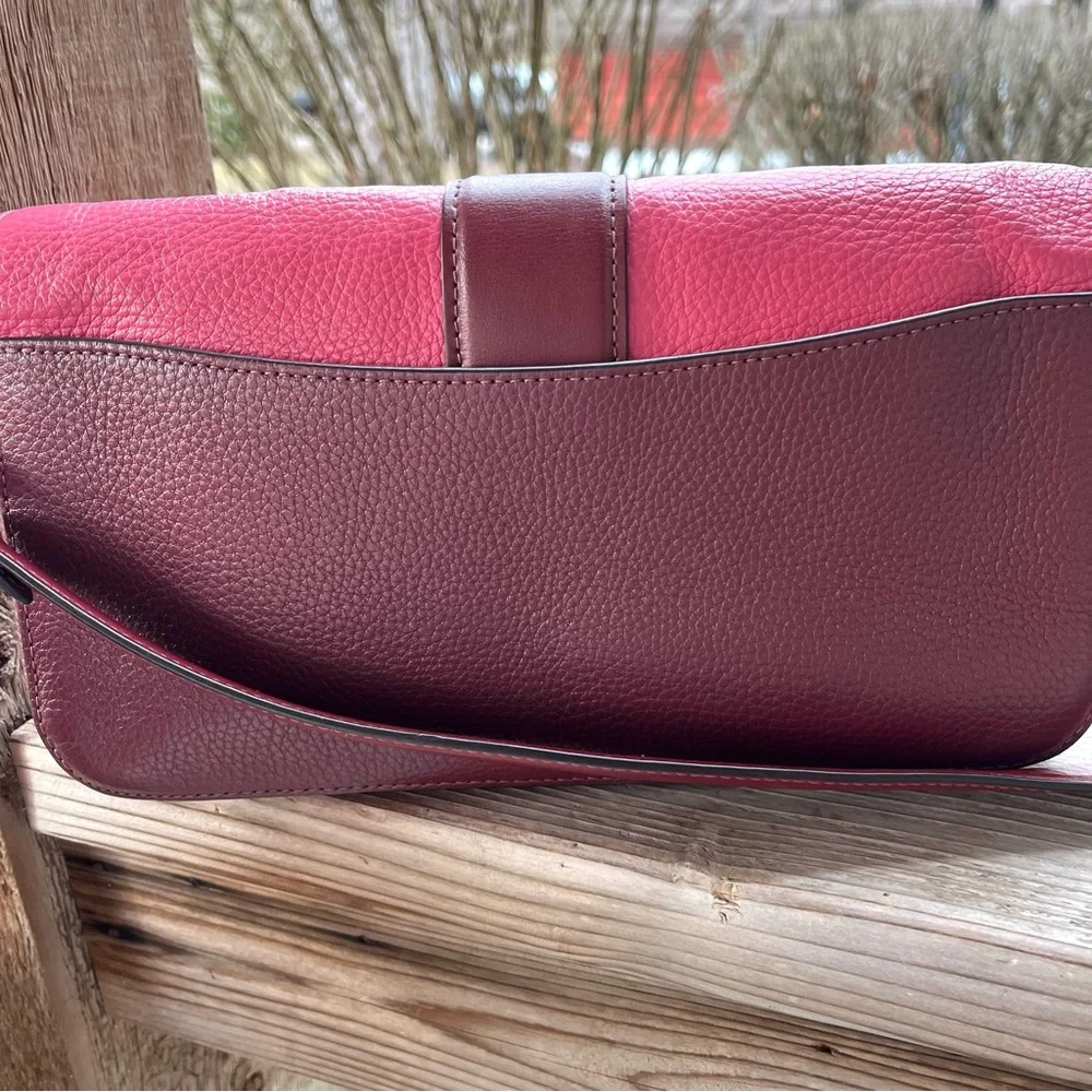 Coach Georgie Color-Block Chalk/Confetti Pink Pebbled Leather Crossbody Bag